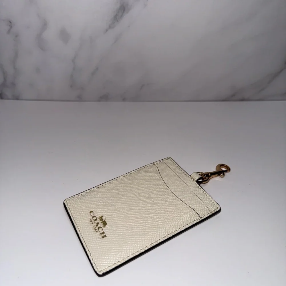Coach Ivory Card Holder with Gold Clip